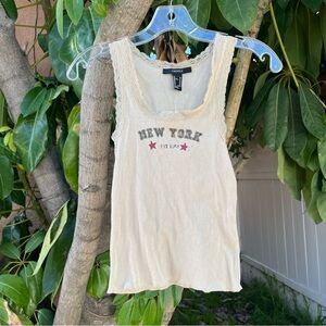 NWT Forever 21 New York Ribbed Graphic Tank Top .